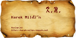 Kerek Milán névjegykártya